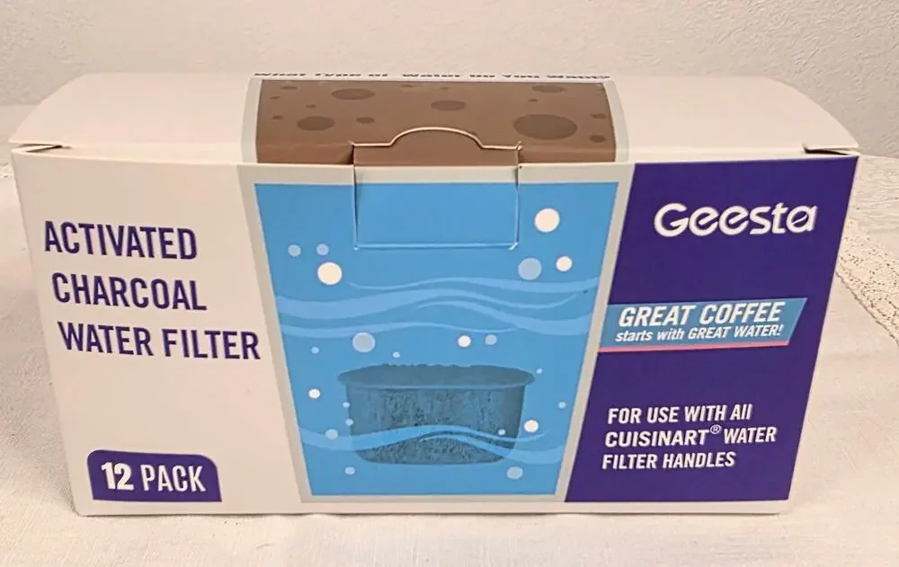 NIB Geesta Activated Charcoal Watter Filter 12 Pack for Cuisinart Coffee Makers